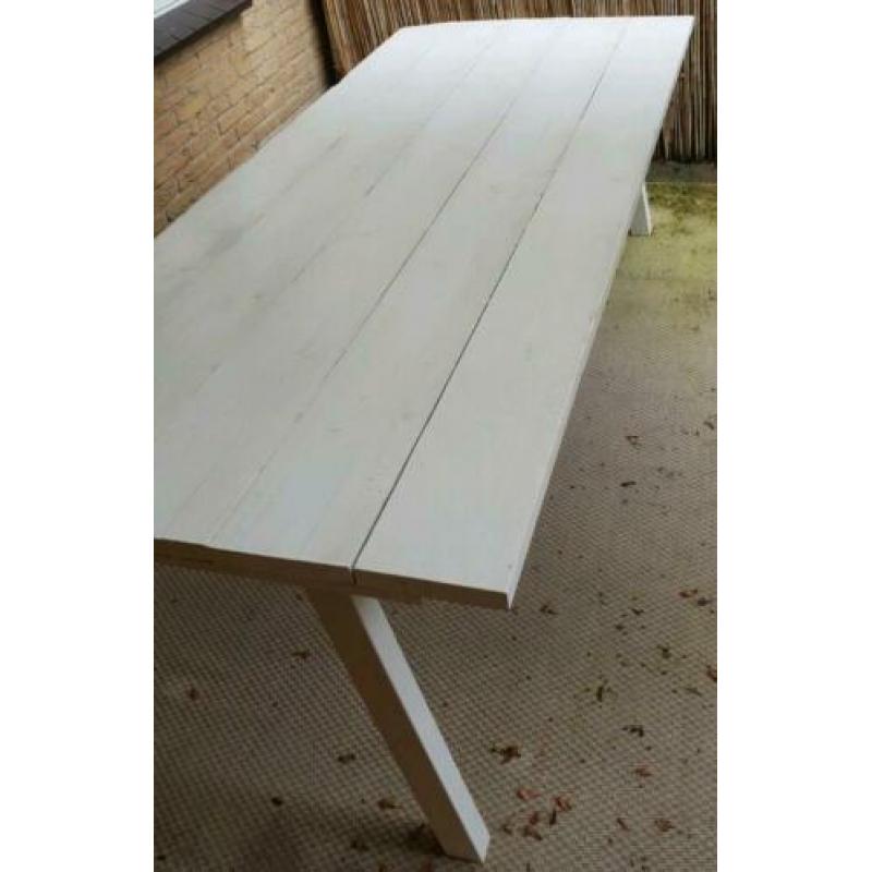 Witte eettafel/tuintafel 100x240cm van steigerhout