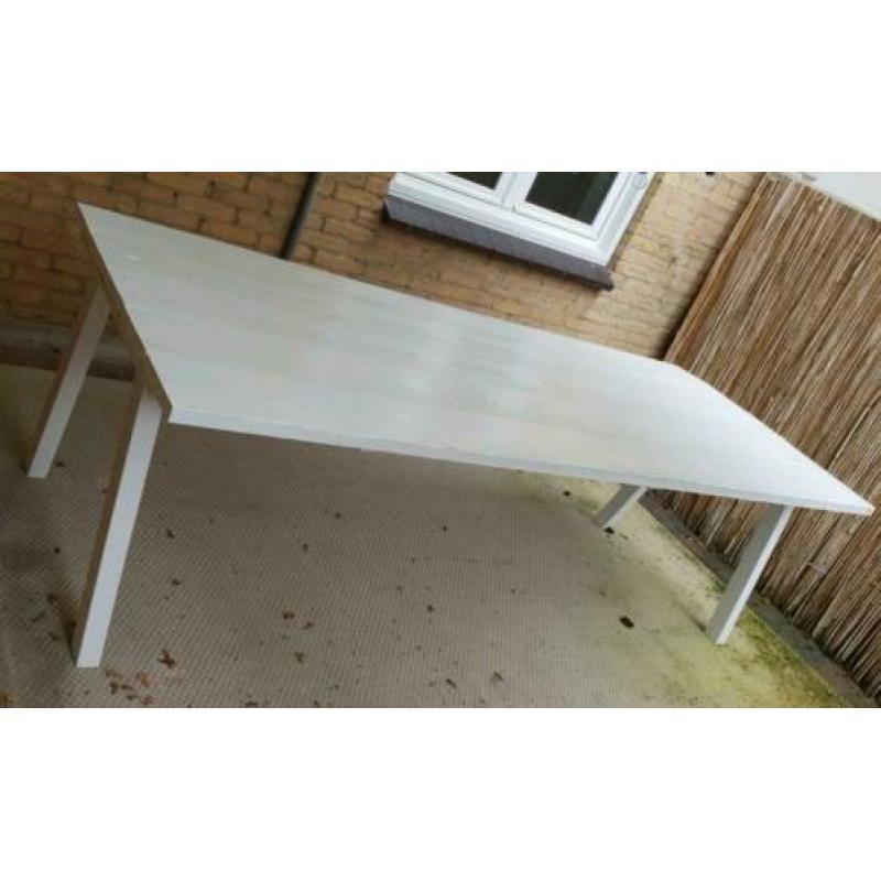 Witte eettafel/tuintafel 100x240cm van steigerhout