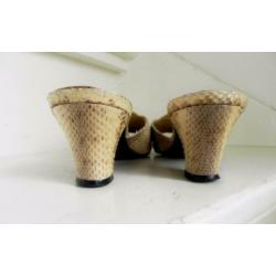 2175 VINTAGE snake python pumps slippers peeptoe 37 38