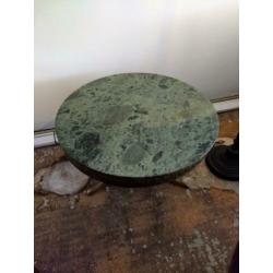 Salontafel rond marmer smaragd groen, vintage